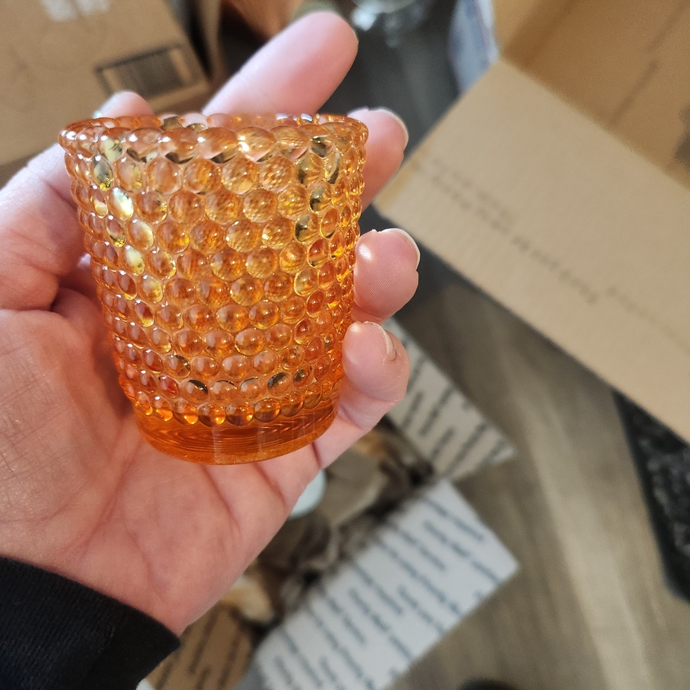 Amber Glass Votive Candle Holder